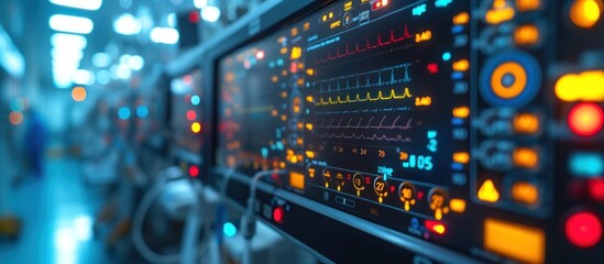 EKG monitor at ICU in hospital operating theatre - obrazy, fototapety, plakaty