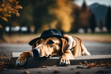 dog with a hat