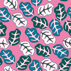 Trendy leaf seamless pattern collection. vintage 70s style plant background illustration. Colorful pastel color groovy artwork bundle, y2k nature backgrounds with spring plants