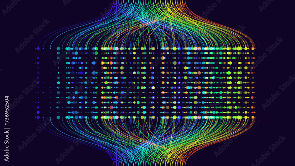 Fototapete BIG DATA Machine Learning Algorithms. Data Sorting Rainbow Graph. Computer Science Concept. Big Data Analytics Stream. Information Classification. Vector Illustration.