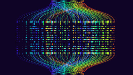 BIG DATA Machine Learning Algorithms. Data Sorting Rainbow Graph. Computer Science Concept. Big Data Analytics Stream. Information Classification. Vector Illustration.