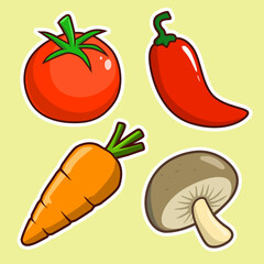 set of vegetables cartoon sticker