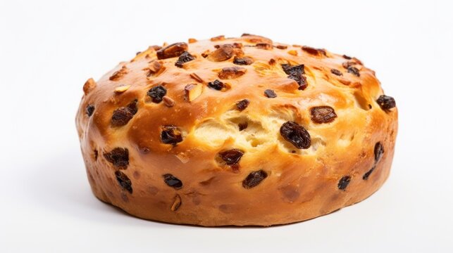 Irish barmbrack teacake isolated on a white background