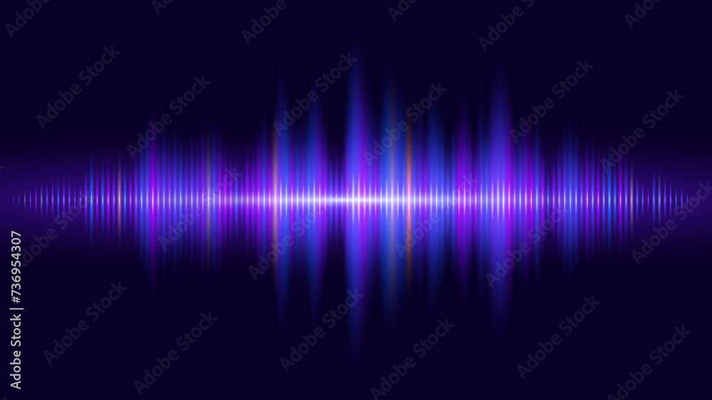 Fototapete Speaking Sound Wave Vector Illustration. Digital EQ Equalizer Music or Voise Visualization. Purple Blue Colorful Dynamic Wave. Audio Rhytm Lines Graph of Frequency Spectrum.