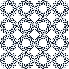 Ornament circles made of dots of different sizes. Black and white. Vector linear icon isolated on white background.