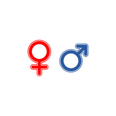 Gender symbols male & female isolated on transparent background 