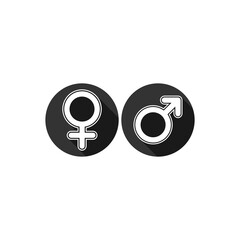 Gender symbols male & female isolated on transparent background 