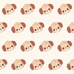 Funny Cute Small Doodle Dog Cartoon Character Seamless Wrapping Textile Fabric Print Swatch Background Template