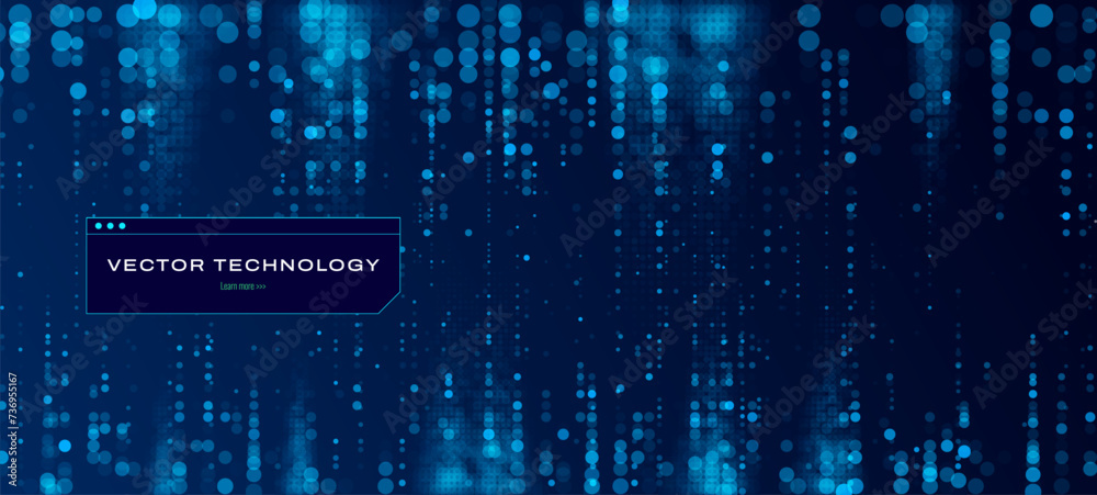 Poster Digital Data Flow Vector Background. Big Data Technology Lines. Data Transmission Concept. High Speed Internet. Information Matrix Flow in Virtual Reality Cyberspace. Vector Illustration.