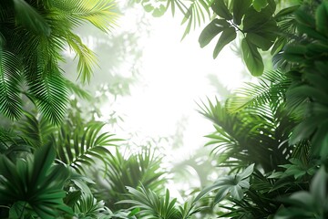 Lush green foliage with sunlight filtering through, suitable for backgrounds or nature themes.