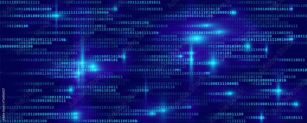 Poster Abstract Binary Software Programming Code Background. Random Parts of Program Code. Digital Data Technology Concept. Vector Illustration.