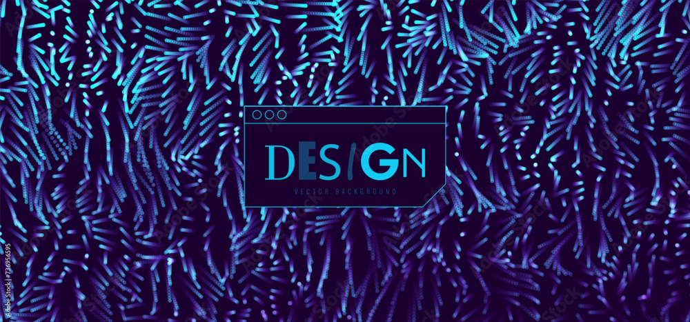 Aufkleber Sound Wave Particles Background with Trendy Text Box Design. Dynamic Audio Visualization Dots Lines for Music Event Flyers, Posters, Banners, Merch. Vector Illustration.