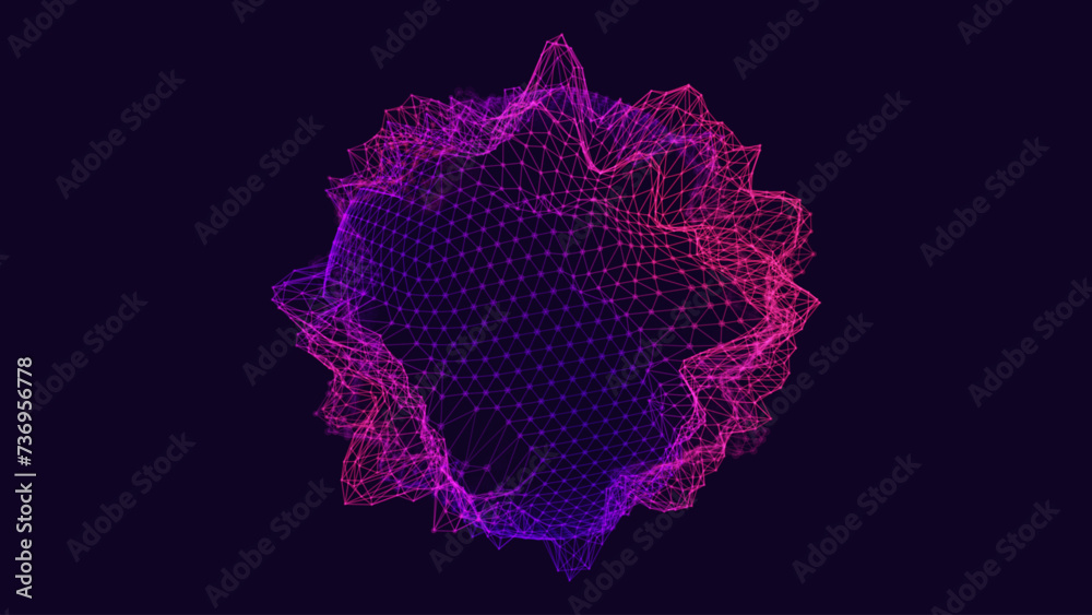 Aufkleber abstract deformed 3d sphere. bright glowing radial or circular digital equalizer. 3d illuminated dis
