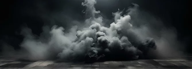 Papier Peint photo Matin avec brouillard Smoke black ground fog cloud floor mist background