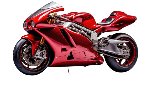 Red racing motorcycle on a transparent background PNG