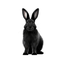 Naklejka premium Sculpted Sitting Rabbit Sleek Black on a White or Clear Surface Transparent Background