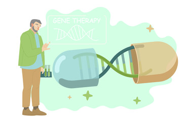 Biotechnology, genetic testing and gene therapy. Vector illustration