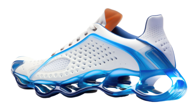 Sports shoes for the future, running shoes for the future isolated on white background