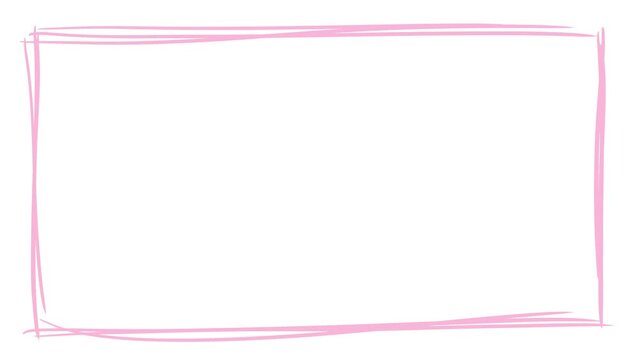 手書きの数本のラフな線のシンプルなフレームのアニメーション素材　ループ　10秒　ライトピンク／白背景