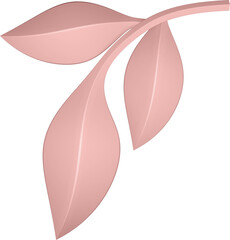 3D illustration rendering of a branch with leaves on a transparent background