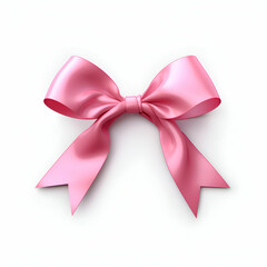 Pink bow isolated on white background. 3d render illustration with clipping path