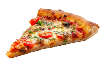 Gourmet Pizza Slice with Fresh Toppings Isolated on Transparent Background