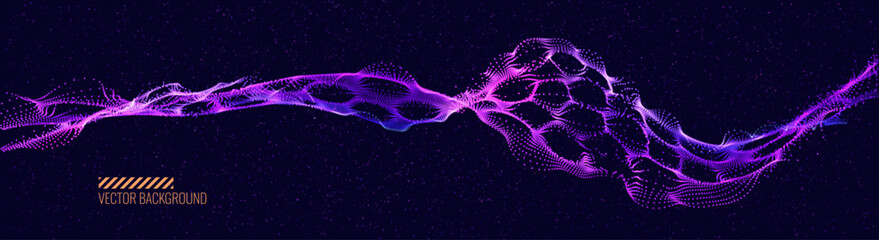 Abstract Medical Science Flowing Particles Background. Abstract Biological Mutation or Microscopic Virus Concept. Biology, Chemistry, Virology Vector Illustration.