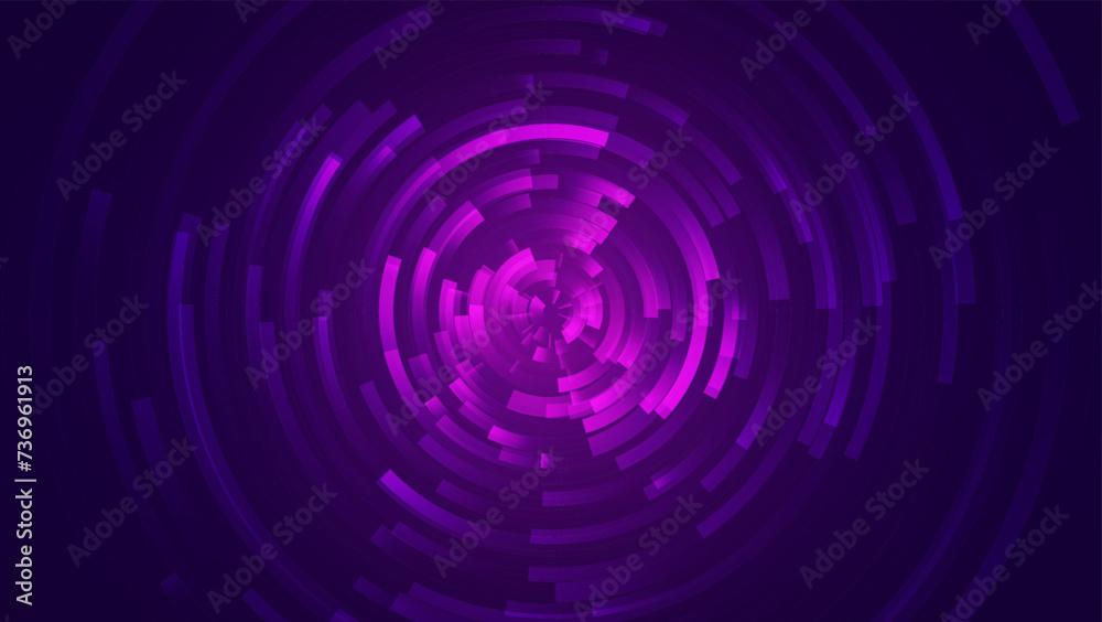 Aufkleber Purple Circular Geometric Vortex. Abstract Circular Swirl Lines. Moving Circles Wide Vector Background.