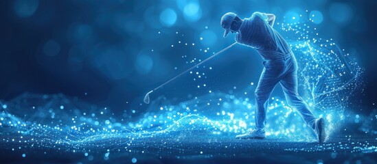 Golfer hits the ball in motion - obrazy, fototapety, plakaty