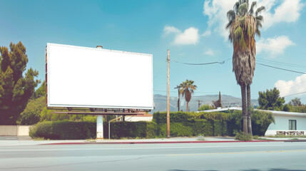 panneau publicitaire personnalisable pour maquette de présentation de publicité dans un environnement périurbain 