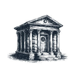 Rome ancient building rough sketch. Vector illustration.