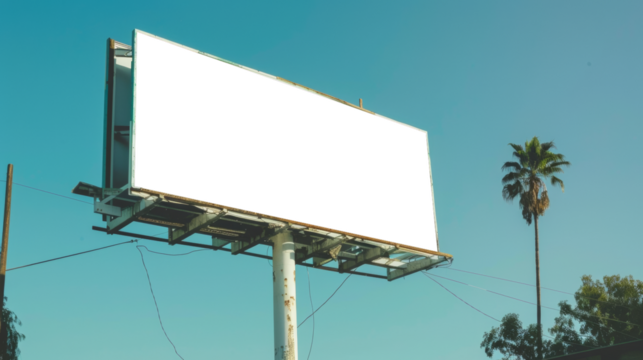 panneau publicitaire personnalisable pour maquette de présentation de publicité dans un environnement périurbain 