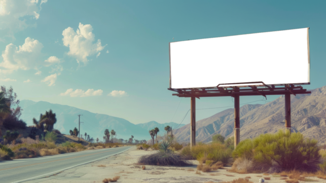 panneau publicitaire personnalisable pour maquette de présentation de publicité dans un environnement périurbain 