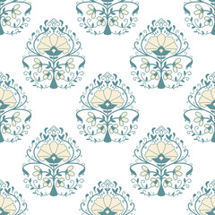 Seamless ethnic design, damask and flower art. beautiful hand drawn Design for textile and printing