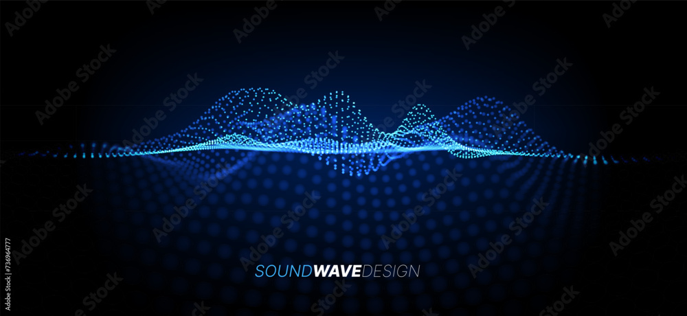Leinwandbilder Big Data Abstract Particle Dots Surface Background. Technology or Science Concept Banner. Cyber Space Digital Data Background. Vector Illustration with DOF(Depth of Field Blur) Effect.