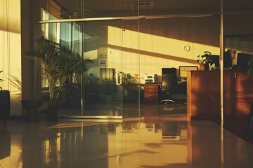 Office with cool mirror reflections.