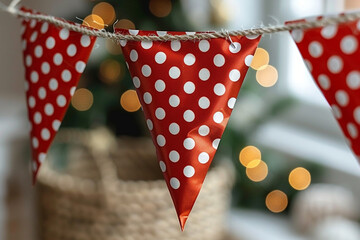 Retro Revelry: Classic Red with White Polka Dots Bunting for Timeless Party Decor