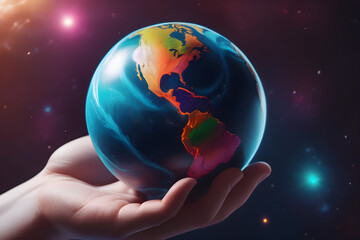 planet earth in hand, nature protection, humanity, space, God