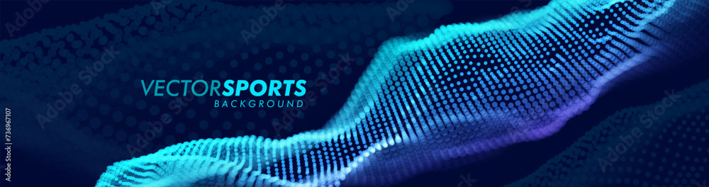 Leinwandbilder Big Data Abstract Particle Dots Surface Background. Technology or Science Concept Banner. Cyber Space Digital Data Background. Vector Illustration with DOF(Depth of Field Blur) Effect.
