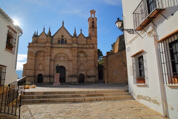 The impressive Renaissance facade of the 15 century church Colegiata de Santa Maria la Mayor,...