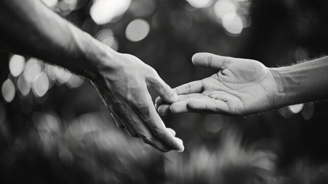 Silhouette of a Helping Hand: A single hand reaching out to support or lift another hand, depicting the concept of solidarity and mutual aid.

