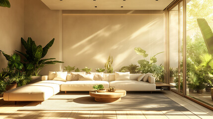 Fototapeta premium A Living Room Filled With Furniture and Plants