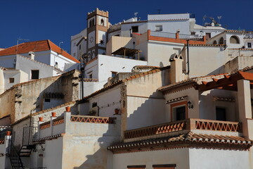 Fototapeta na wymiar The village of Salares, Axarquia, Malaga province, Andalusia, Spain, with Arabic style houses which shows the Arabic heritage of the village