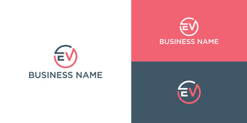 Letter e v Logo Design, Creative Minimal e and v Monogram