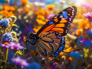 Beautiful image in nature of  butterfly on flower.