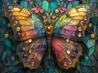Butterfly with kaleidoscope wings fluttering in a burst of colors Psychedelic beauty