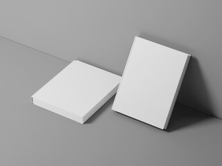 Front view White Blank Hardcover Book and Slipcase Mockup 3D Render