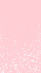 White hearts scattered on pink background.