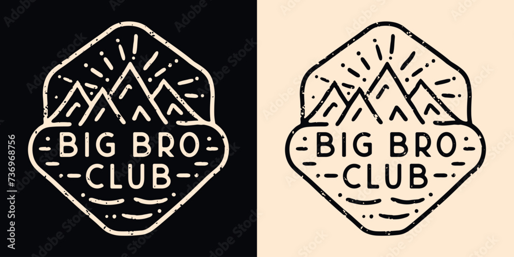 Wall mural Big bro club lettering badge logo. Brothers sibling quotes birthday gifts. Retro vintage aesthetic. Printable text vector for older oldest eldest teenager baby boy announcement shirt design clothing. - Wall murals