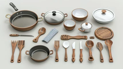 Foto op Plexiglas Set of different cooking utensils and dishes © Jennifer